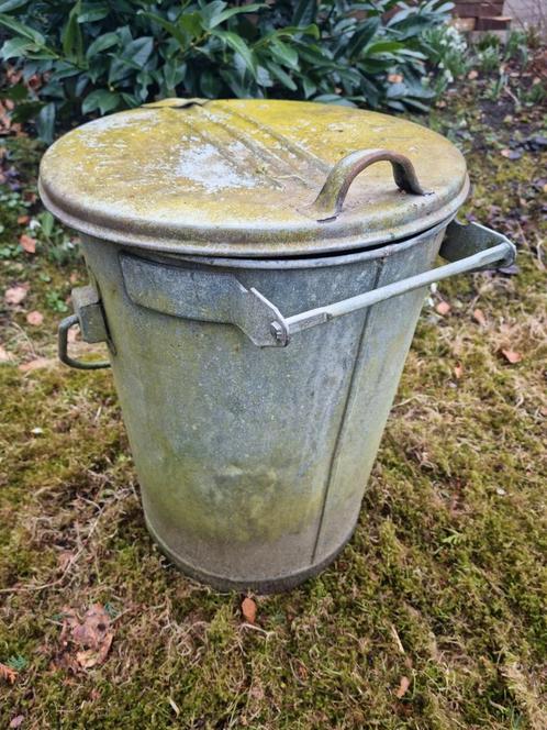 Zinken vuilnis emmer - zink prullenbak afvalbak, Huis en Inrichting, Woonaccessoires | Prullenbakken, Metaal, 50 tot 75 cm, Ophalen