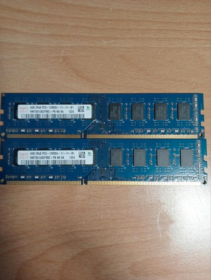 2x 4GB PC3-12800U DDR3 RAM Geheugen, Computers en Software, RAM geheugen, Ophalen of Verzenden