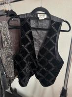 Vintage Y2K zwart fluwelen gilet met pailletten, Vintage, Vintage, Ophalen of Verzenden, Zo goed als nieuw