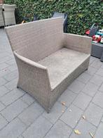 Tuinbank Wicker - 2-zits met 2 zit kussens, Ophalen, Gebruikt, Wicker