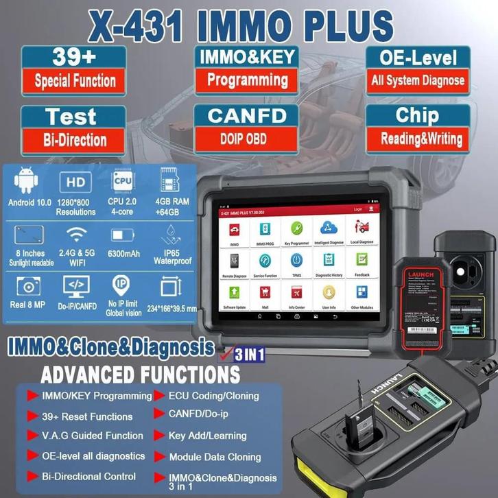 Launch X431 Immo Plus key programmer sleutel prog nieuw, Auto diversen, Autogereedschap, Ophalen of Verzenden