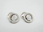 Zilveren manchetknopen gemaakt van 10 en 25 cent, Wilhelmina, Gebruikt, Info@zilverwebsite.nl, Verzenden, Zilverwebsite.nl