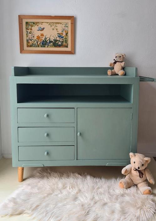 Vintage commode groen, Kinderen en Baby's, Kinderkamer | Commodes en Kasten, Zo goed als nieuw, 90 tot 105 cm, 100 cm of meer