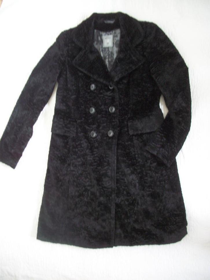 Winterjas Mantel Zwart Fluweel - Wega 1951 - 40 - nieuw, Kleding | Dames, Jassen | Winter, Nieuw, Maat 38/40 (M), Zwart, Ophalen of Verzenden