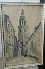 Potloodtekening h.estgerbuh (1879-1959) arnhem grote kerk, Antiek en Kunst, Ophalen