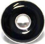 Schitterende Sterling Zilver Onyx & Donut (Bi) Ring, Met edelsteen, Kleiner dan 17, Zo goed als nieuw, Zilver