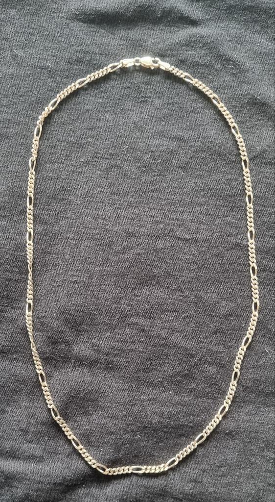 925 Zilveren Figaro ketting – 45 cm, Sieraden, Tassen en Uiterlijk, Kettingen, Zo goed als nieuw, Zilver, Zilver, Ophalen of Verzenden