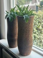 2 Palmboom potten bruin, Huis en Inrichting, Woonaccessoires | Vazen, Overige materialen, Gebruikt, Overige kleuren, Ophalen of Verzenden