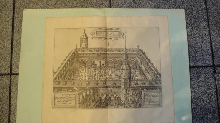 4 kopergravures  antwerpen, Antiek en Kunst, Kunst | Etsen en Gravures, Ophalen of Verzenden