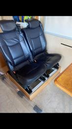 2 blauw leren stoelen 3p gordel isofix oldtimer camper bus, Ophalen of Verzenden, Gebruikt