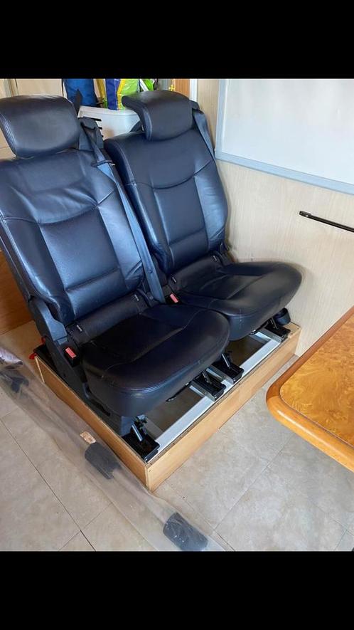 2 blauw leren stoelen 3p gordel isofix oldtimer camper bus, Auto-onderdelen, Interieur en Bekleding, Gebruikt, Ophalen of Verzenden