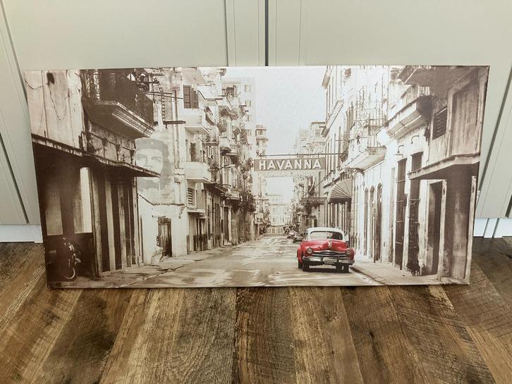 Schilderij Havanna 80x40cm, Huis en Inrichting, Woonaccessoires | Schilderijen, Tekeningen en Foto's, Zo goed als nieuw, Schilderij