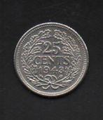 25 cent 1943PE Zilver Koningin Wilhelmina (4), Zilver, Koningin Wilhelmina, Ophalen of Verzenden, Losse munt