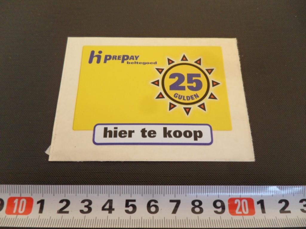sticker PTT KPN Hi prepay beltegoed Hier te Koop 25 gulden, Ophalen, Zo goed als nieuw