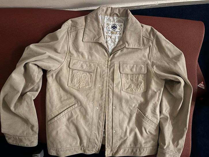 Jasje Evisu deluxe maat L, Kleding | Heren, Jassen | Zomer, Gedragen, Maat 52/54 (L), Beige, Ophalen of Verzenden