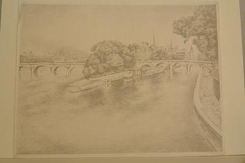 WIM SCHUHMACHER Litho PARIJS ÎLE DE LA CITÉ LITHO 1947 SP27 beschikbaar voor biedingen
