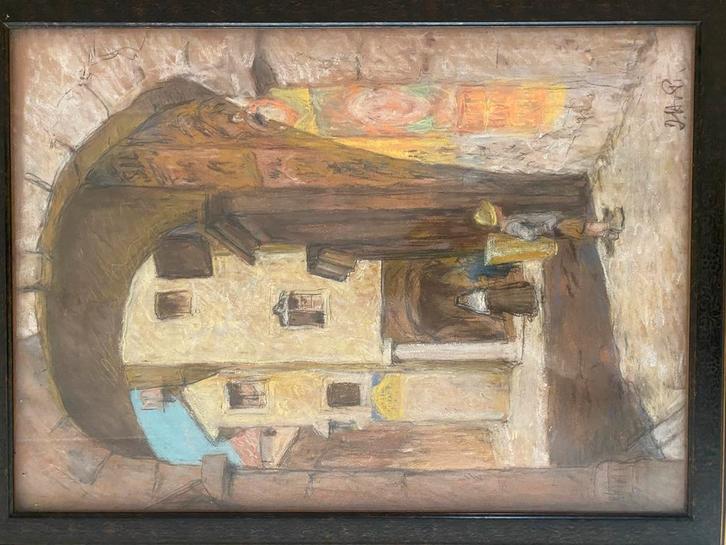 Schilderij met lijst - 58x43 cm, Antiek en Kunst, Kunst | Schilderijen | Klassiek, Ophalen