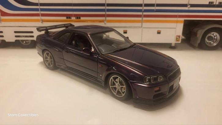 AUTOart Nissan Skyline R34 GTR Midnight Purple, Hobby en Vrije tijd, Modelauto's | 1:18, Zo goed als nieuw, Auto, Autoart, Ophalen of Verzenden
