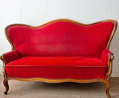 Rode fluwelen Lodewijk XIV-stijl

 bank izgs, Huis en Inrichting, Banken | Sofa's en Chaises Longues, Zo goed als nieuw, Ophalen