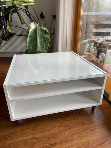 Salontafel boksel wit glas IKEA