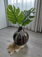 Aparte vaas brons zilvergrijs bruin met 4 bladeren, Ophalen, Nieuw, Binnen