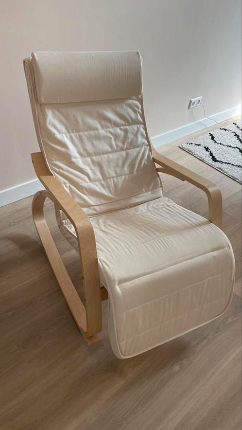 Schommelstoel naturel / beige, Huis en Inrichting, Fauteuils, Zo goed als nieuw, Metaal, Ophalen