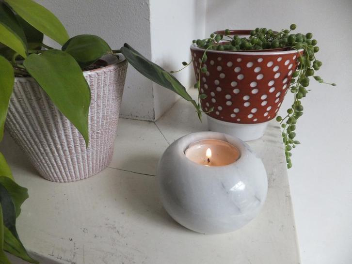 vintage kandelaar massief marmer waxinelicht met verzenden, Huis en Inrichting, Woonaccessoires | Kandelaars en Kaarsen, Minder dan 25 cm