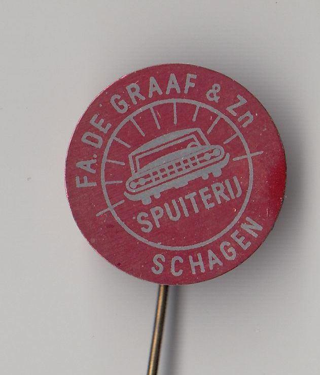 Schagen Spuiterij de Graaf Auto speldje, Verzamelen, Speldjes, Pins en Buttons, Gebruikt, Speldje of Pin, Overige onderwerpen