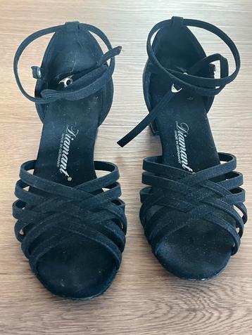 Diamant zwarte suede Dansschoenen Maat 4,5 (38.5/39) beschikbaar voor biedingen
