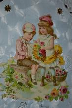 frankrijk 1907 poesieplaatje kinderen met roosjes, Verzamelen, Ophalen, Voor 1920, Gelopen, Overige thema's