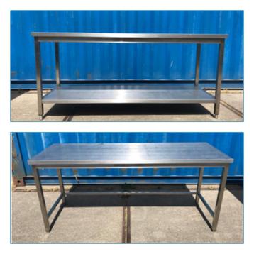 2x RVS werktafels - 200 / 70 ( 1 open voorkant / onderkant ) beschikbaar voor biedingen