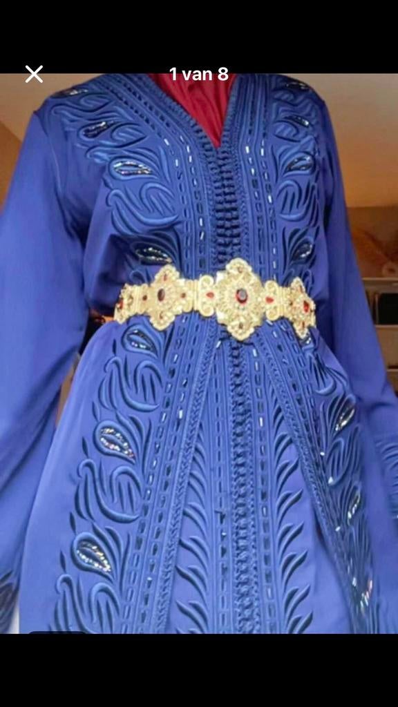 Prachtige jurken Marokkaanse takchita met kaftan, Overige typen, Blauw, Maat 42/44 (L), Ophalen of Verzenden