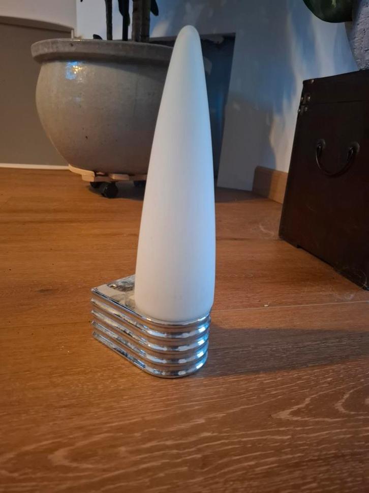 Mooie art deco wandlamp/badkamerlampje, Huis en Inrichting, Lampen | Wandlampen, Gebruikt, Glas, Metaal, Ophalen