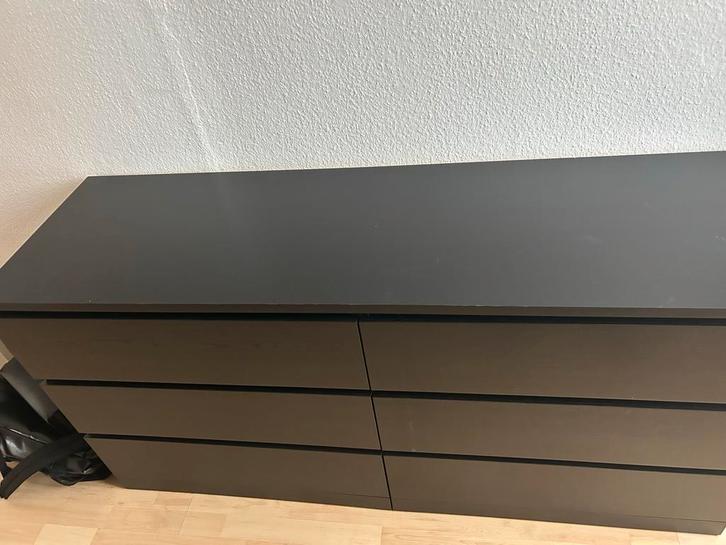 Ikea Malm ladekast zwart, 6 lades, 169x78cm, Huis en Inrichting, Kasten | Dressoirs, Gebruikt, 150 tot 200 cm, 25 tot 50 cm, Met lade(s)