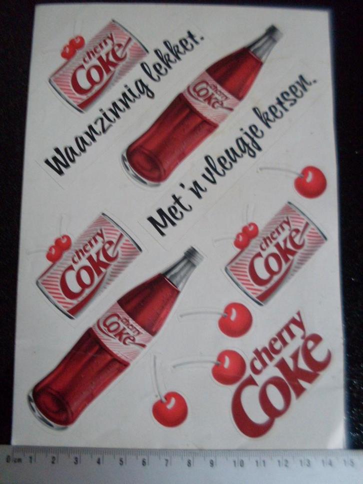 10x sticker cherry coke kersen cola coca-cola frisdrank, Verzamelen, Stickers, Zo goed als nieuw, Merk, Verzenden