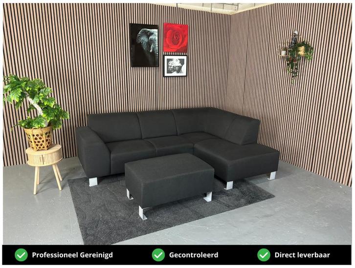 GRATIS LEVERING Hoekbank + Poef 255x175 REFURBISHED, Huis en Inrichting, Banken | Bankstellen, Zo goed als nieuw, Hoekbank, Vierpersoons of meer