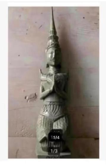 Prachtig lang beeld tempelwachter hout 44 cm religieus beschikbaar voor biedingen