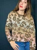 Vintage trui - 80s 90s - print - bruin/beige - s/36/small, Bruin, Ophalen of Verzenden, Vintage, Maat 36 (S)