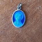 Blauwe Lourdes medaille H Maria ca 1,5 cm, Verzamelen, Ophalen of Verzenden, Sieraad