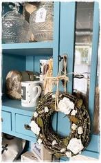 Romantisch kransje met roosjes/rozen wit, 20 cm. doorsnee., Huis en Inrichting, Meander, Nieuw, Ophalen of Verzenden, Meander