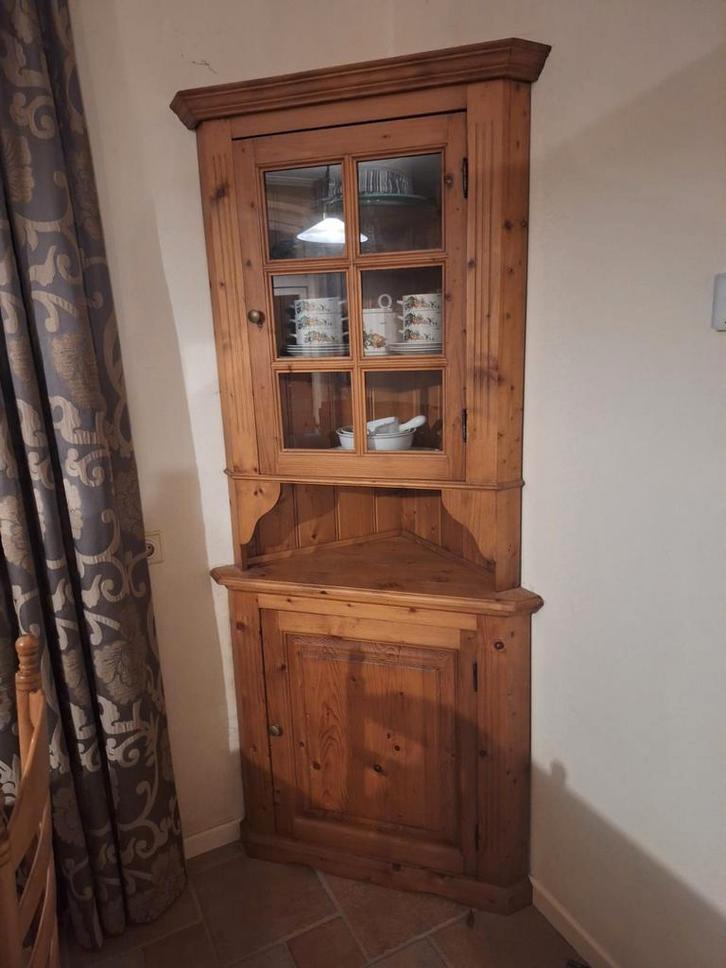 Grenen hoekkast, 2 delen, Huis en Inrichting, Kasten | Vitrinekasten, Zo goed als nieuw, 200 cm of meer, 50 tot 100 cm, 50 tot 75 cm