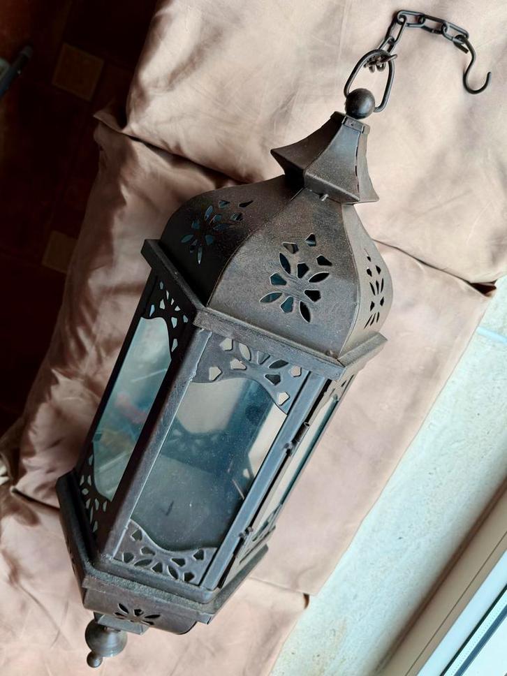 Moorse metalen lantaarn - 70 cm, Huis en Inrichting, Woonaccessoires | Kandelaars en Kaarsen, Gebruikt, Kandelaar, 50 tot 75 cm