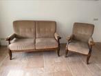 2 zitsbank en fauteuil., Huis en Inrichting, Banken | Bankstellen, Ophalen, Gebruikt, Hout, Minder dan 150 cm