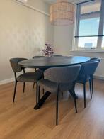 Karwei Cato grijs zwarte eetkamerstoelen 6 stuks, Ophalen, Gebruikt, Grijs, Vijf, Zes of meer stoelen