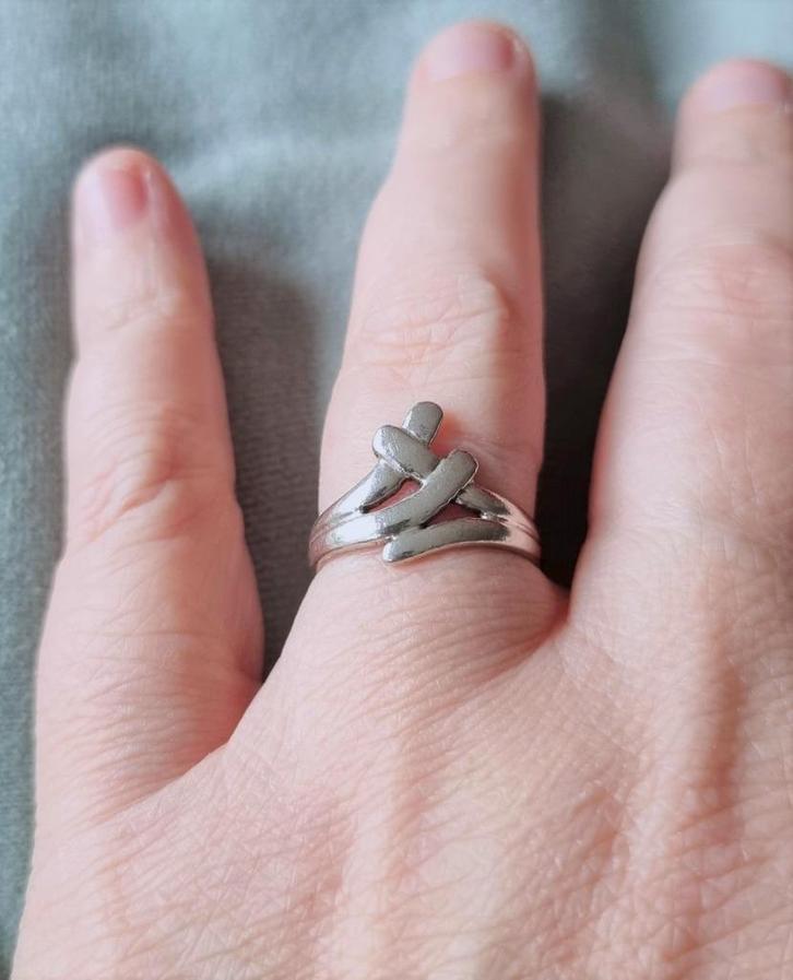 Maat 16,5 - Mooie zilveren (925) DESIGN ring, Sieraden, Tassen en Uiterlijk, Ringen, Zo goed als nieuw, Dame, Kleiner dan 17, Zilver