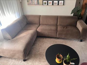 Velvet hoekbank taupe