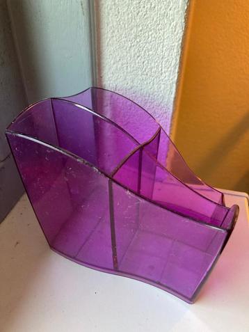 Vintage retro plexiglas paars pennenbakje bakje opbergerbak beschikbaar voor biedingen