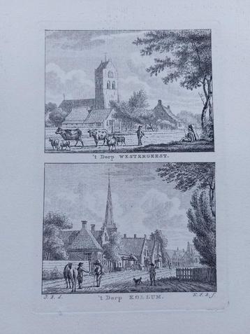 6-7 Westergeest en Kollum Gravure uit 1790 beschikbaar voor biedingen