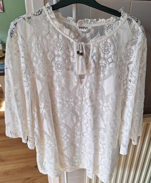 Witte Top met driekwart mouw en hemdje FSTVL maat XL, Kleding | Dames, Tops, Zo goed als nieuw, Maat 46/48 (XL) of groter, Wit