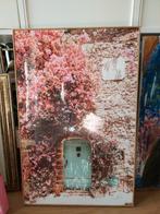 Schilderij voordeur boom met roze bloemen glanzend, Ophalen